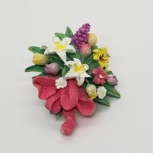 painted flower bouquet pin